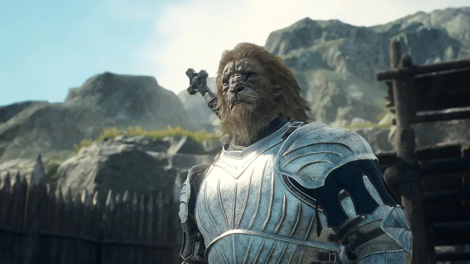 A Beastren warrior in silver armor in Dragon's Dogma 2